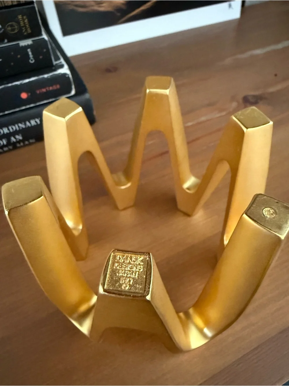 Dansk Vintage Gold Tone Zinc Tjorn Sculptural Wave Candle Holder